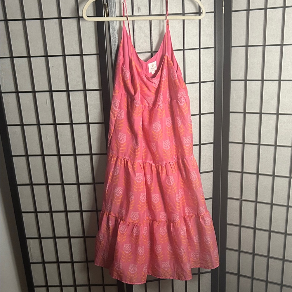 Pink Sleeveless Dress with floral Print